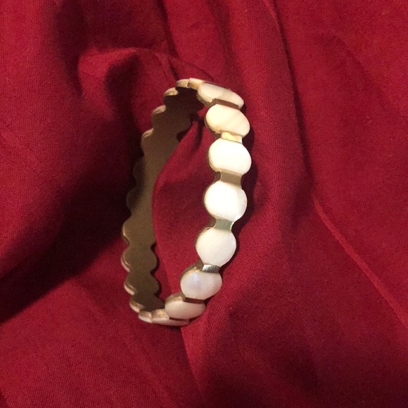 Mother of pearl inlaid brass bangle bracelet unique style made in Africa Vintage - Picture 3 of 6